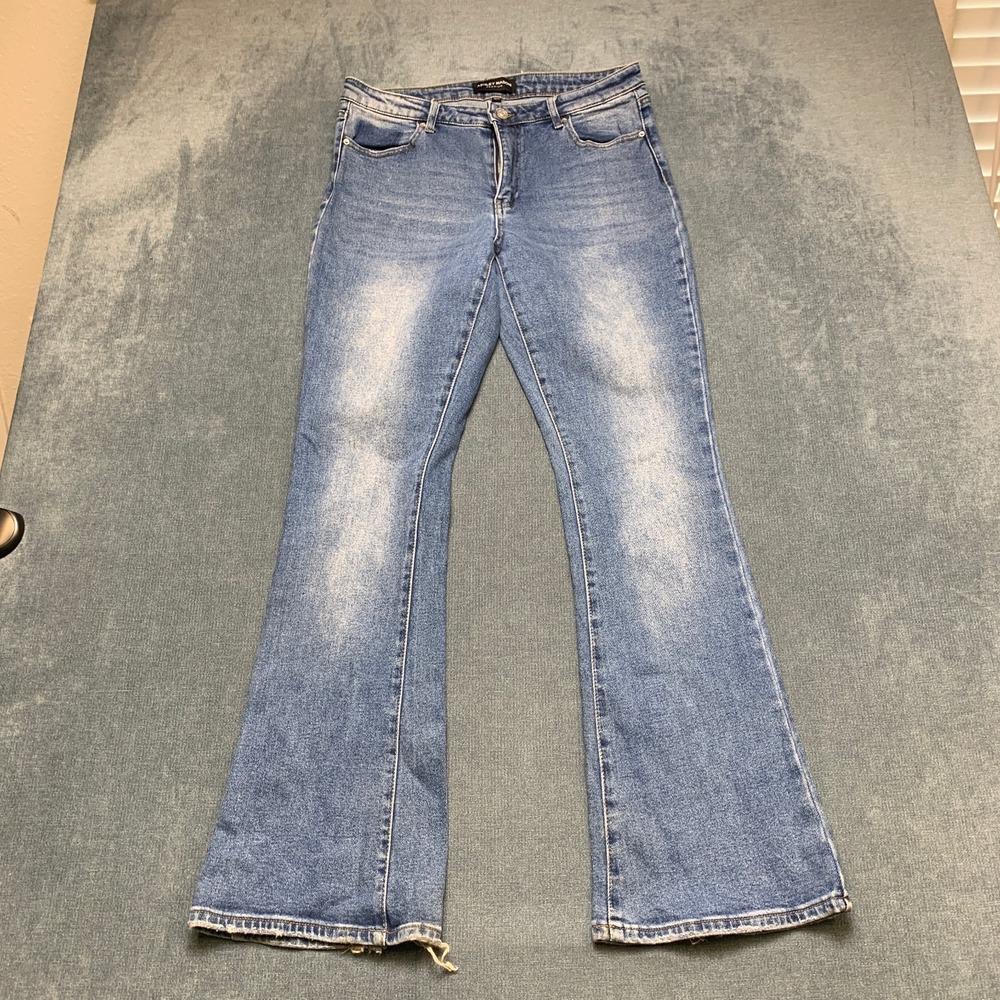 Ashley Mason Premium Flared Jeans Womens 13/31 Blue Denim Stretch High Waisted